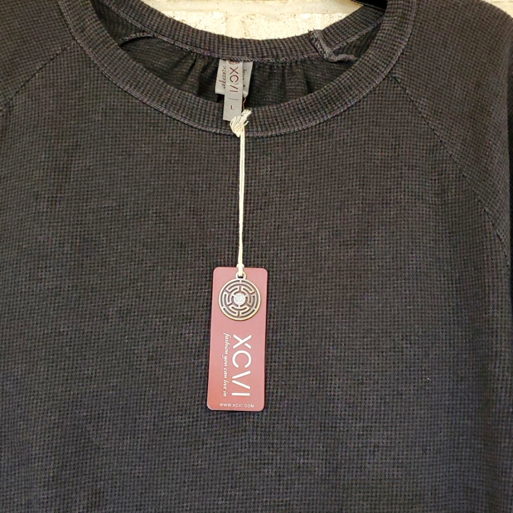 XCVI 3/4 Sleeve Crew Neck Top in Charcoal, Size Large, NWT - Picture 9 of 11